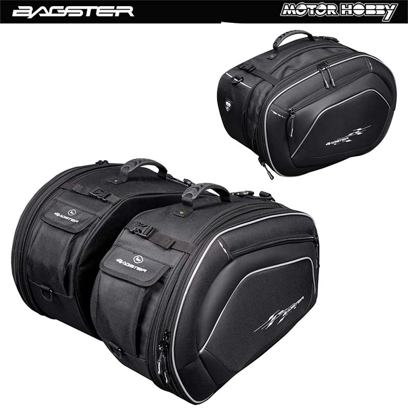 COPPIA BORSE LATERALI MOTO BAGSTER TOURER (2 X 25 LITRI) UNIVERSALI NERO
