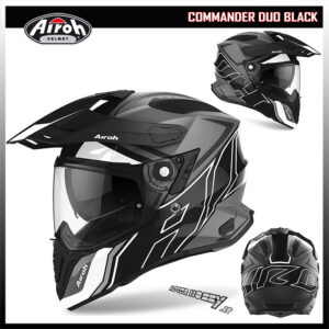 CASCO MOTO INTEGRALE IN FIBRA AIROH COMMANDER DUO BLACK GLOSS MATT
