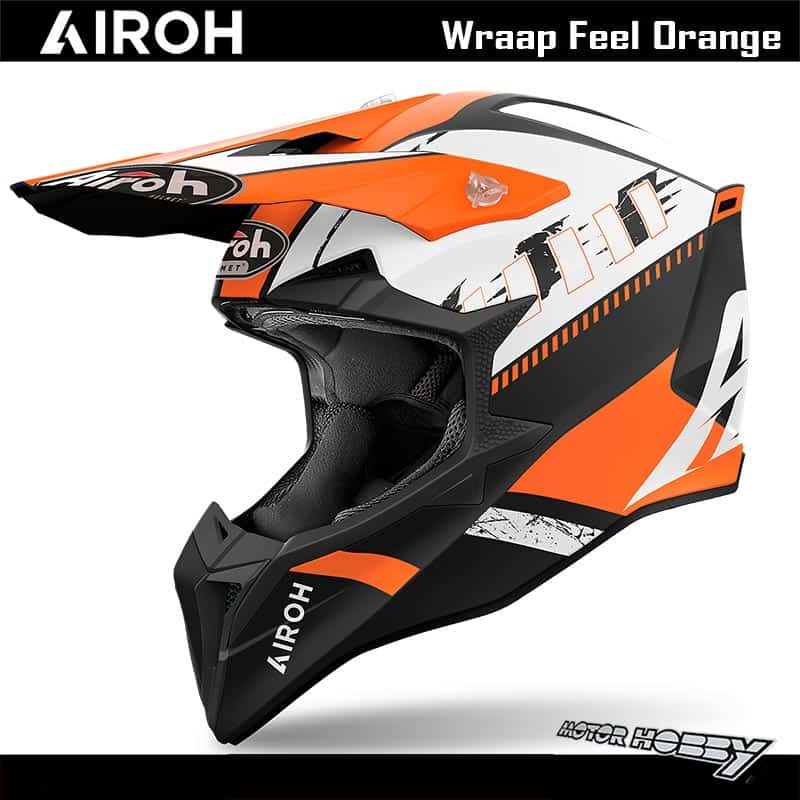 CASCO CROSS ENDURO MOTARD AIROH WRAAAP FEEL ORANGE MATT ECE 22.06