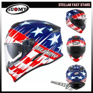 CASCO INTEGRALE STRADALE SUOMY STELLAR FAST STARS CON VISIERINO PARASOLE E PINLOCK