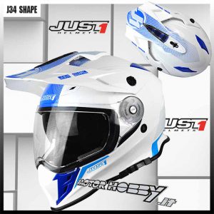 CASCO MOTO ENDURO NAKED MOTARD JUST1 J34 SHAPE NEON BLUE