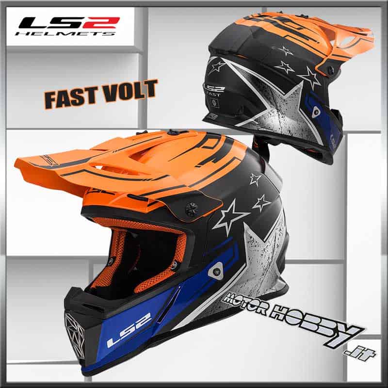 CASCO CROSS ENDURO MOTARD LS2 MX437 FAST CORE NERO ARANCIO BLU – Motorhobby