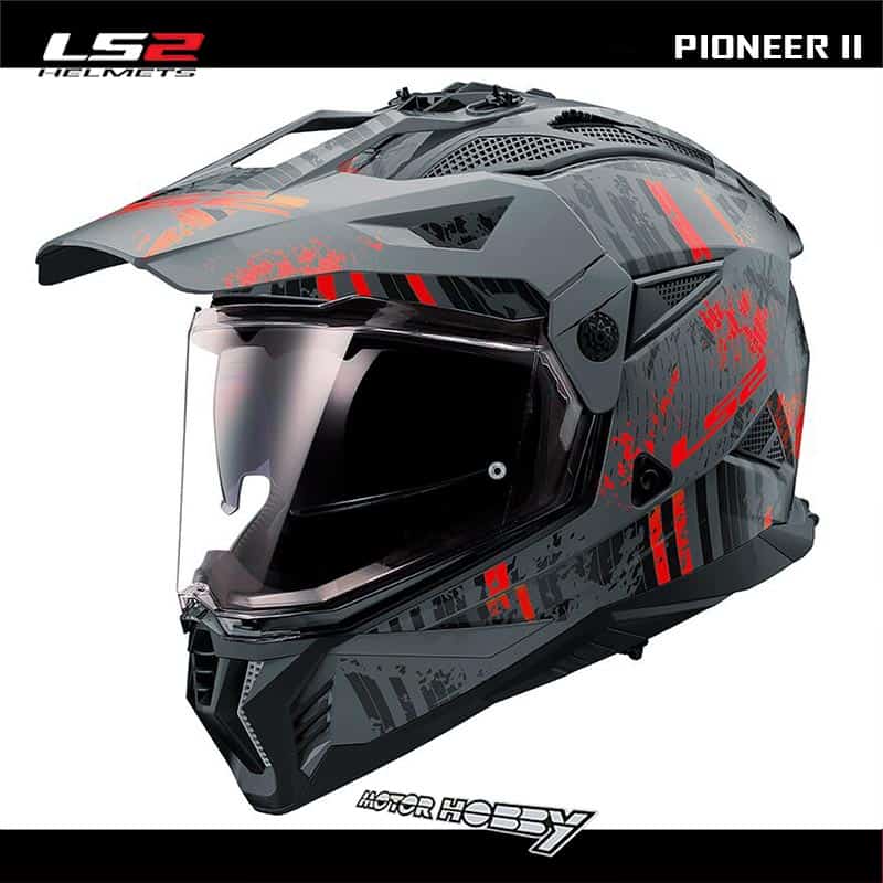 CASCO INTEGRALE TOURING LS2 MX702 PIONEER II CRAZY MATT BLACK RED ECE 22.06