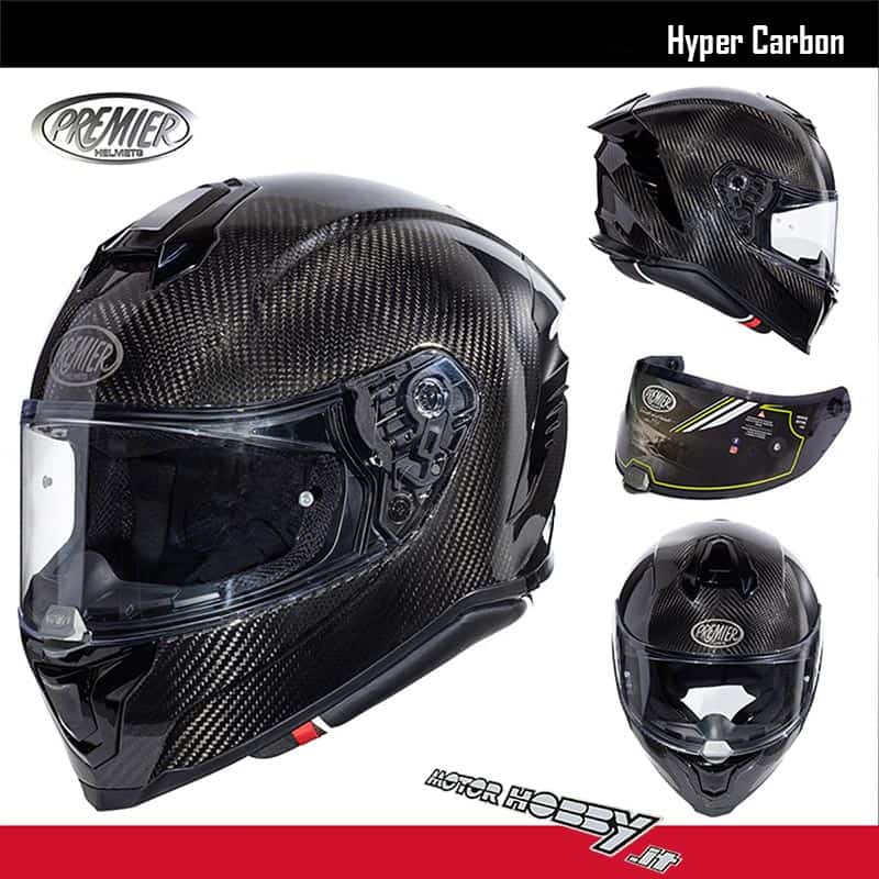 CASCO MOTO INTEGRALE IN CARBONIO PREMIER HYPER CARBON ECE 22.06 + VISIERA SCURA