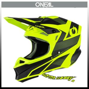 CASCO IN FIBRA CROSS ENDURO MOTARD O’NEAL SERIE 10 SRS HYPERLITE HELMET COMPACT BLACK NEON YELLOW