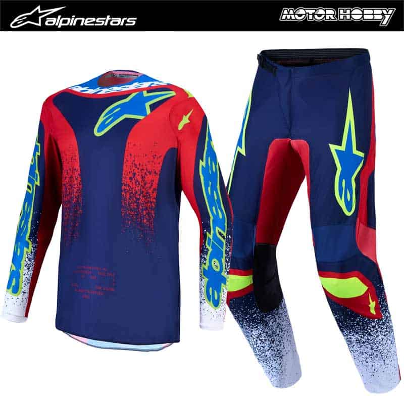 COMPLETO CROSS ENDURO ALPINESTARS FLUID DRAG BLUE NAVY FIRE RED WHITE 2027