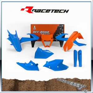 FULL KIT PLASTICHE RTECH RACETECH KTM XC/W - EXC/EXCF 17-19 CELESTE ARANCIO + COPRISTELI