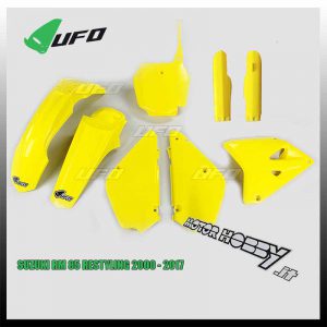 FULL KIT PLASTICHE UFO PLAST SUZUKI RM 85 RESTYLING 2000 – 2023 + COPRISTELI GIALLO