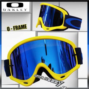 MASCHERA OCCHIALE OAKLEY O-FRAME MX YELLOW NAVY LENTE A SPECCHIO BLU + CLEAR