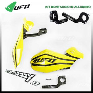 PARAMANI UNIVERSALI CROSS ENDURO UFO CLAW GIALLO + KIT MONTAGGIO ALLUMINIO