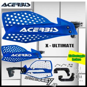 PARAMANI ACERBIS X-ULTIMATE CROSS ENDURO MOTARD BLU BIANCO + KIT MONTAGGIO