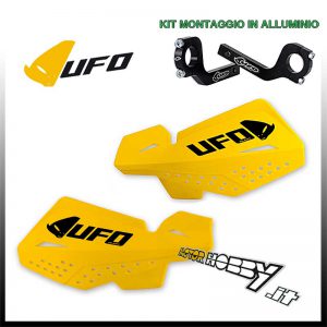 PARAMANI UNIVERSALI CROSS ENDURO UFO VIPER GIALLO + KIT MONTAGGIO ALLUMINIO