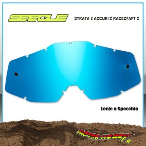 LENTE SEECLE A SPECCHIO COMPATIBILI CON MASCHERE 100% STRATA 2 ACCURI 2 RACECRAFT 2 BLU