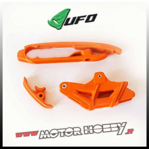KIT SLITTA CATENA + CRUNA GUIDA CATENA UFO PER KTM SX - SXF 2011 - 2015 ARANCIO