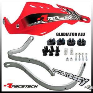 PARAMANI UNIVERSALI RTECH GLADIATOR ALU ENDURO MOTARD ROSSO + KIT MONTAGGIO