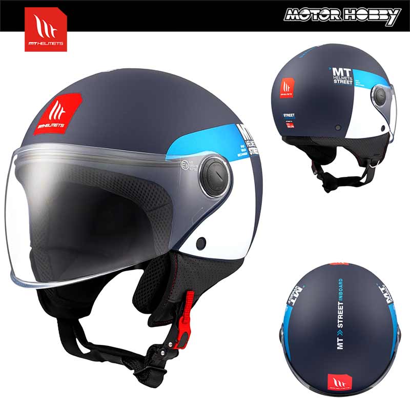 CASCO MOTO JET MT STREET S INBOARD C7 ECE 22.06 BLU BIANCO OPACO