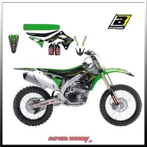 KIT GRAFICHE + SELLA BLACKBIRD REPLICA MONSTER ENERGY TEAM KAWASAKI 2016 KXF 450 2012-2015