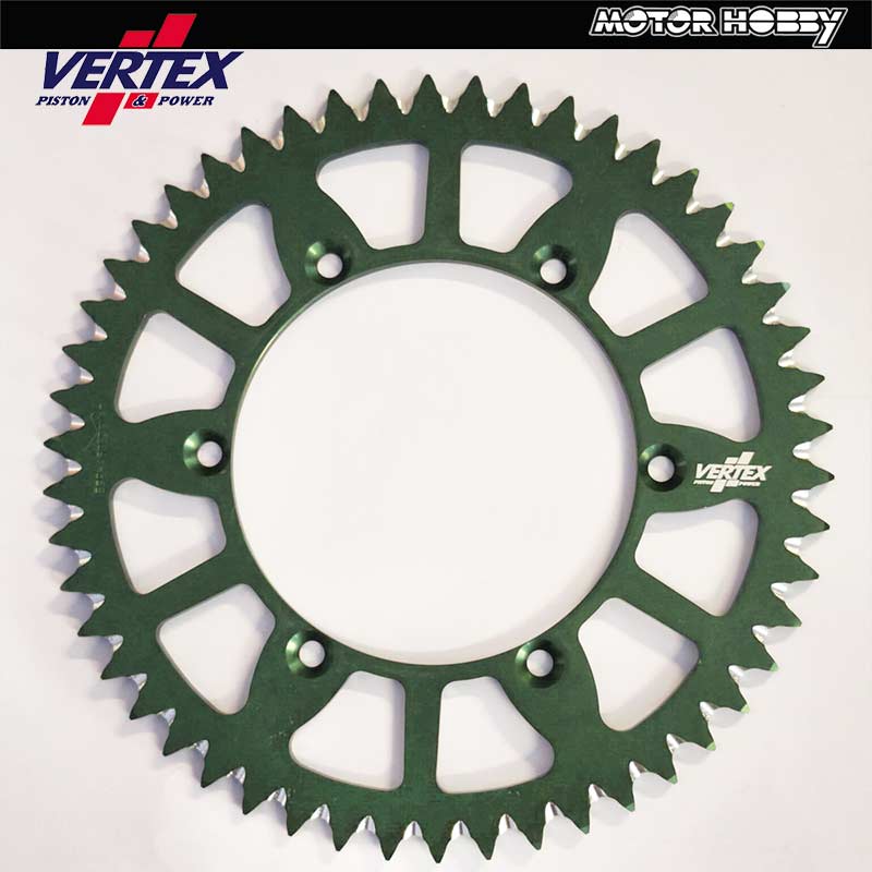 CORONA TRASMISSIONE VERTEX AUTOPULENTE IN ALLUMINIO PER KAWASAKI KX – KXF 1983 – 2025 VERDE