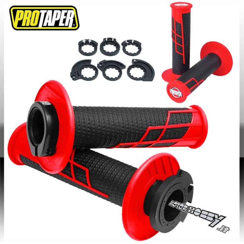 MANOPOLE PROTAPER CLAMP ON GRIPS HALF WAFFLE CLAMP-ON COLORE ROSSO NERO –  Motorhobby