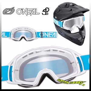 MASCHERA CROSS ENDURO OCCHIALE O’NEAL B20 FLAT TEAL WHITE SGANCI LENTE RAPIDI
