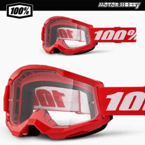 MASCHERA MOTOCROSS BAMBINO 100% STRATA 2 ROSSO LENTE CHIARA