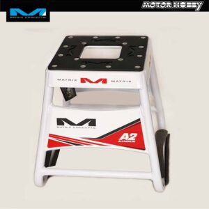 CAVALLETTO IN ALLUMINIO CENTRALE PORTAMOTO DA CROSS ENDURO MATRIX A2 BIANCO ROSSO
