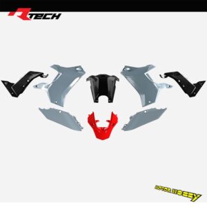 KIT PLASTICHE RTECH T7 REVOLUTION YAMAHA TENERE’ 700 2019/2024 – 700 RALLY 2000/2026 GRIGIO NERO ROSSO