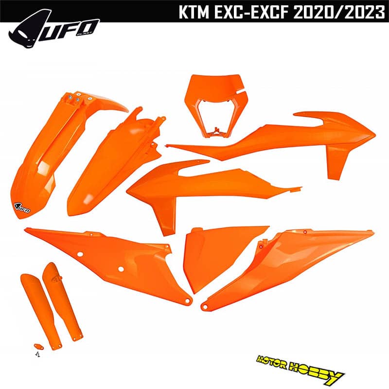 FULL KIT PLASTICHE UFO PLAST KTM EXC – EXCF 2020-2023 ARANCIO + COPRISTELI