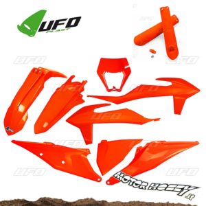 FULL KIT PLASTICHE UFO PLAST KTM EXC – EXCF 2020-2023 ARANCIO FLUO + COPRISTELI