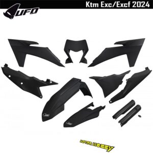FULL KIT PLASTICHE UFO PLAST KTM EXC EXCF 2024 NERO
