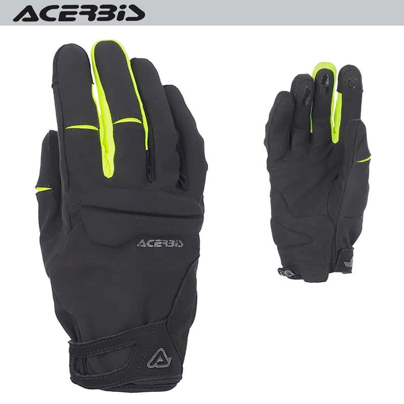 GUANTO STRADA INVERNALE IMPERTMEABILE ACERBIS URBAN WP2 NERO GIALLO FLUO