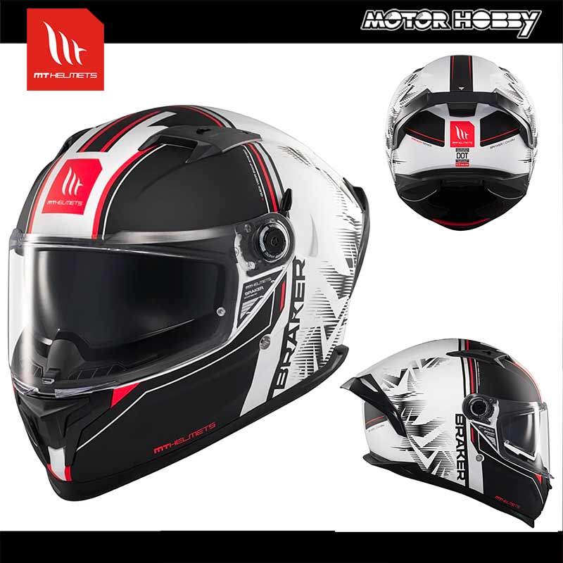 CASCO MOTO INTEGRALE MT BRAKER SV CHARM A1 MATT NERO BIANCO ECE 22.06