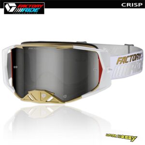 MASCHERA CROSS ENDURO FACTORY RIDE MX CRISP BIANCO ORO LENTE SPECCHIATA