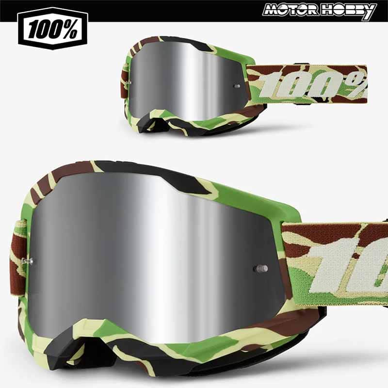 MASCHERA MOTOCROSS ENDURO 100% STRATA 2 WAR CAMO LENTE A SPECCHIO 