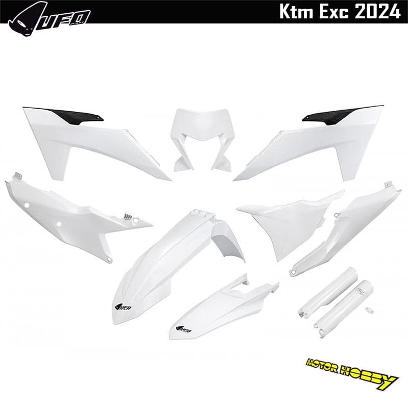 FULL KIT PLASTICHE UFO PLAST KTM EXC EXCF 2024 BIANCO