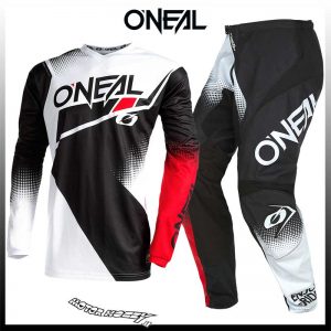 COMPLETO CROSS ENDURO ONEAL ELEMENT RACEWEAR ONEAL BLACK WHITE RED