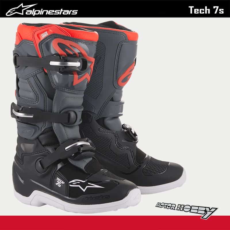 STIVALI BAMBINO CROSS ALPINSTARS TECH 7S YOUTH BLACK DARK GREY RED FLUO