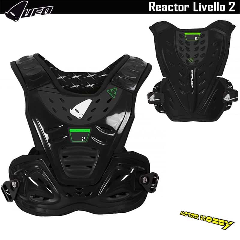 PETTORINA CROSS ENDURO UFO REACTOR CHEST PROTECTOR LIVELLO 2 NERO TAGLIA UNICA