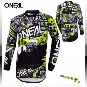 MAGLIA CROSS ENDURO ONEAL ELEMENT ATTACK JERSEY BLACK NEON YELLOW