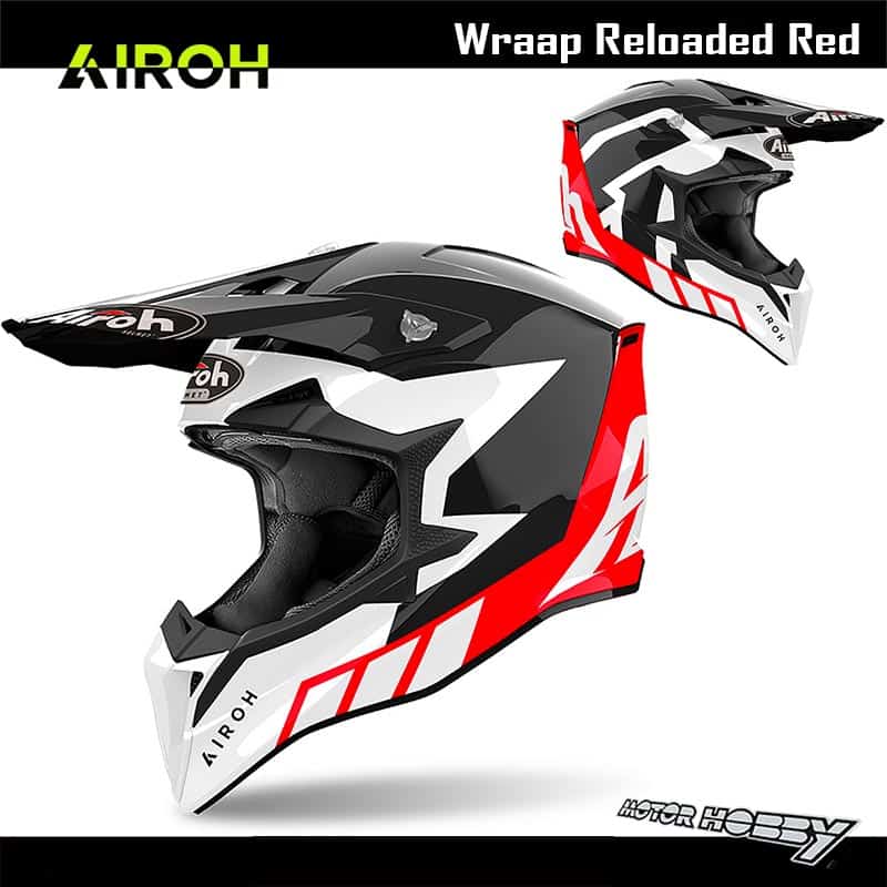 CASCO CROSS ENDURO MOTARD AIROH WRAAAP RELOADED RED GLOSS ECE 22.06