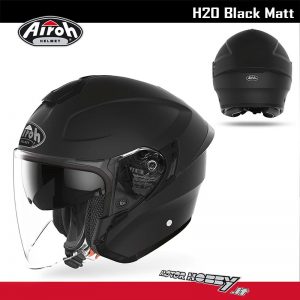 CASCO URBAN JET IN FIBRA HCP AIROH H.20 BLACK MATT NERO OPACO