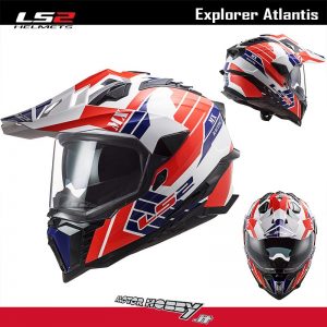 CASCO INTEGRALE IN FIBRA LS2 EXPLORER ATLANTIS HPFC ENDURO TOURING WHITE RED BLUE + PINLOCK
