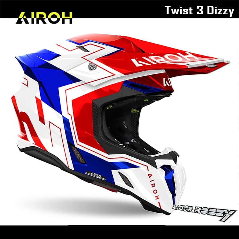 CASCO CROSS ENDURO MOTARD AIROH TWIST 3 DIZZY BLUE RED ECE 22.06