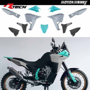 KIT PLASTICHE KOVE 800 REVOLUTION PER MODELLI X-PRO E RALLY 2024/2026 GRIGIO CHIARO – VERDE ACQUAMARINA – NERO