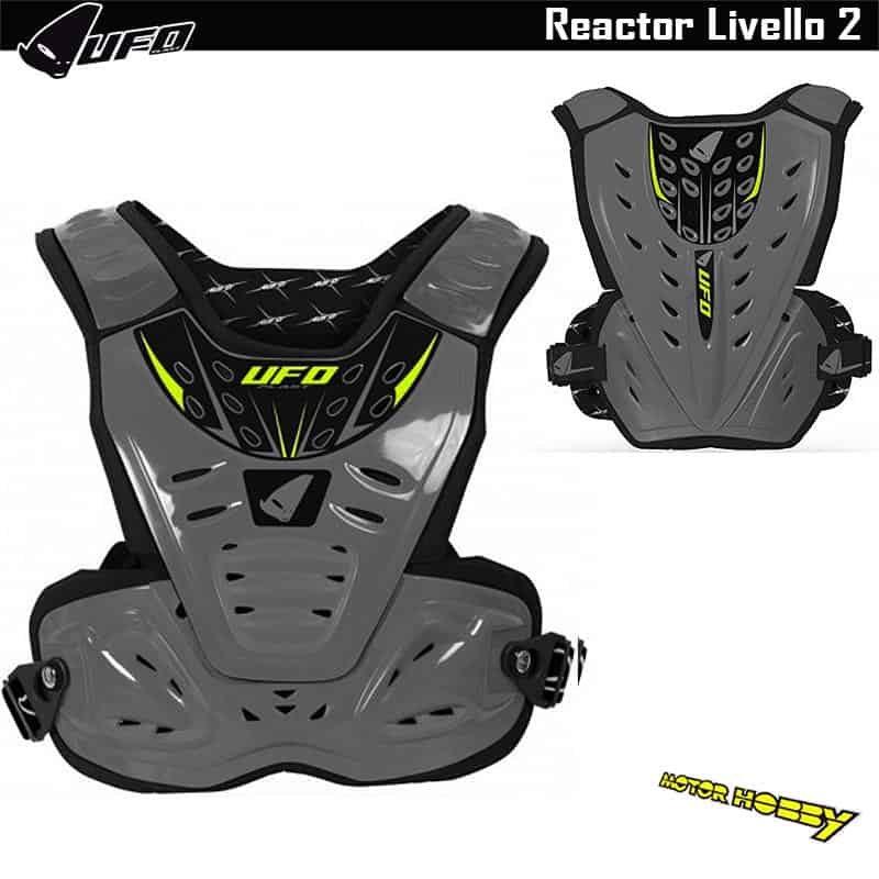 PETTORINA CROSS ENDURO UFO REACTOR CHEST PROTECTOR LIVELLO 2 GRIGIO TAGLIA UNICA