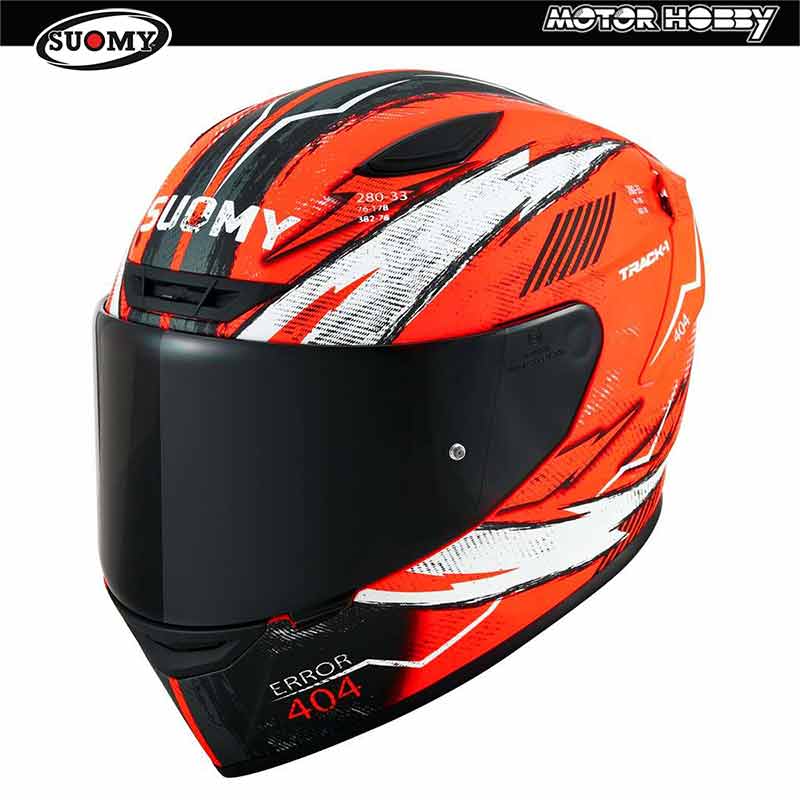 CASCO MOTO INTEGRALE SUOMY TRACK 1 404 MATT ORANGE FLUO IN FIBRA DI TRICABOCO VISIERA TRASPARENTE