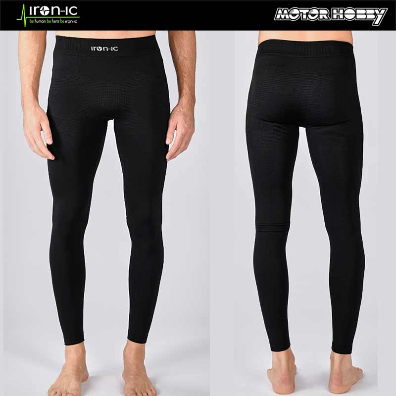 PANTALONI LEGGINS TERMICI UOMO IRON-IC I-SOFT WARM INVERNALI – CALZAMAGLIA TECNICA FELPATA MOTO BICI SCI NERO