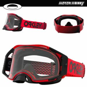 MASCHERA CROSS ENDURO OAKLEY AIRBRAKE MX MOTO RED LENTE CHIARA + TEAR-OFF