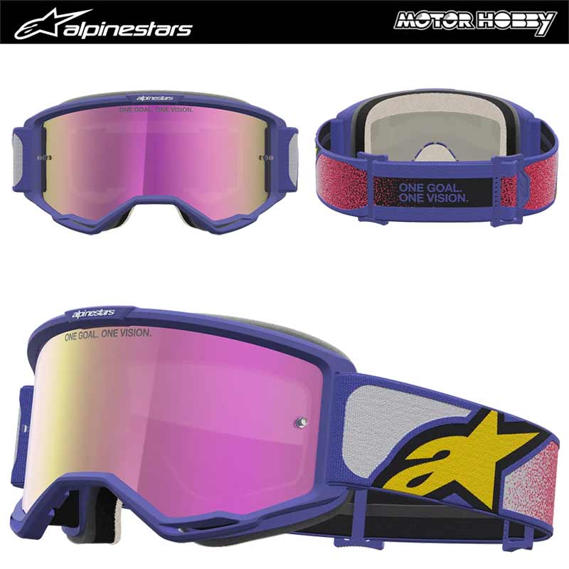 MASCHERA CROSS ENDURO ALPINESTARS VISION 5 DRAG RED PURPLE LENTE A SPECCHIO