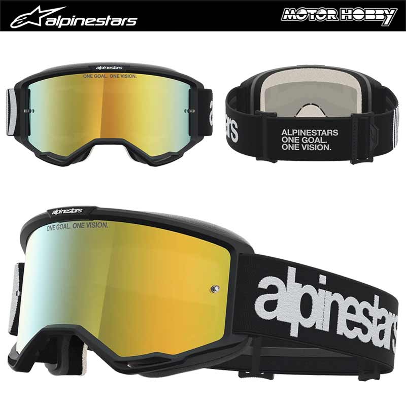 MASCHERA CROSS ENDURO ALPINESTARS VISION 5 HONE BLACK WHITE LENTE A SPECCHIO